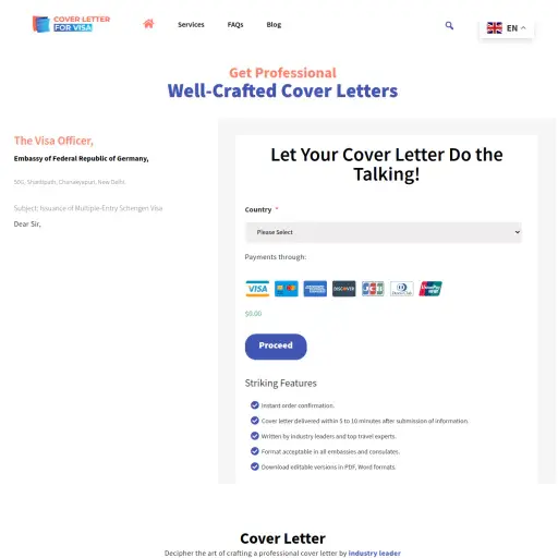 coverletterforvisa.com