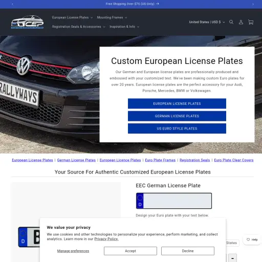 Custom European Plates