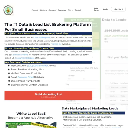 Data to Leads: Data Brokerage and White Label Sa Marketplace