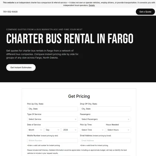 Charter Bus Rental Company Fargo