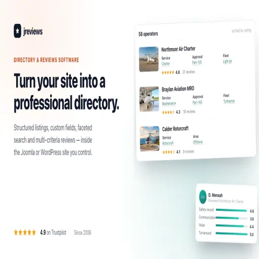JReviews for Joomla & WordPress