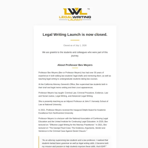 Legal Writing Launch