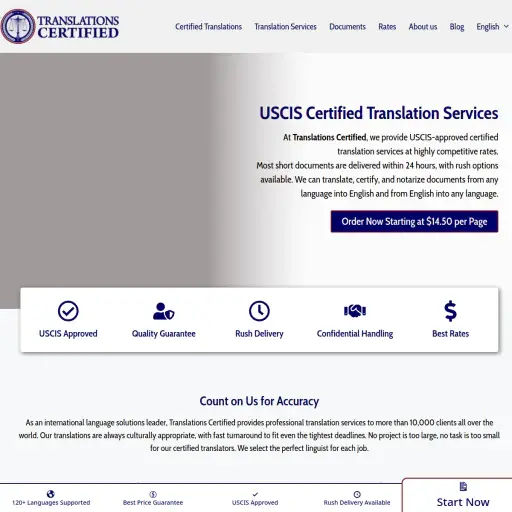 Translations certified