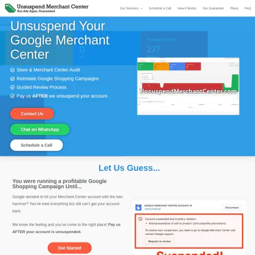 Unsuspend Merchant Center