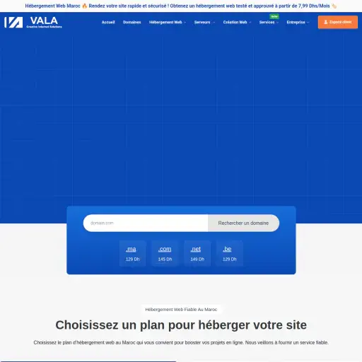 Vala Bleu Solution Hébergement Web